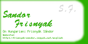 sandor frisnyak business card